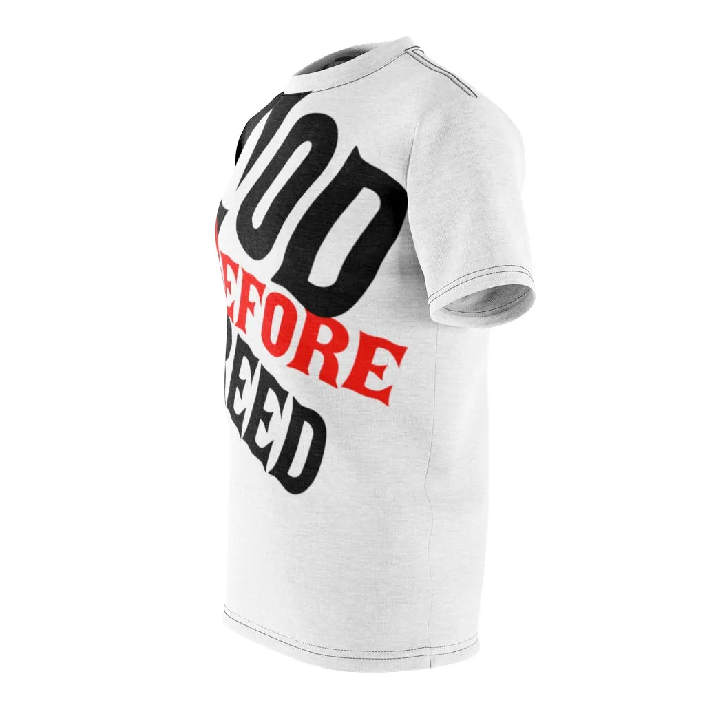 God Before Greed (Red) Unisex AOP Cut & Sew Tee