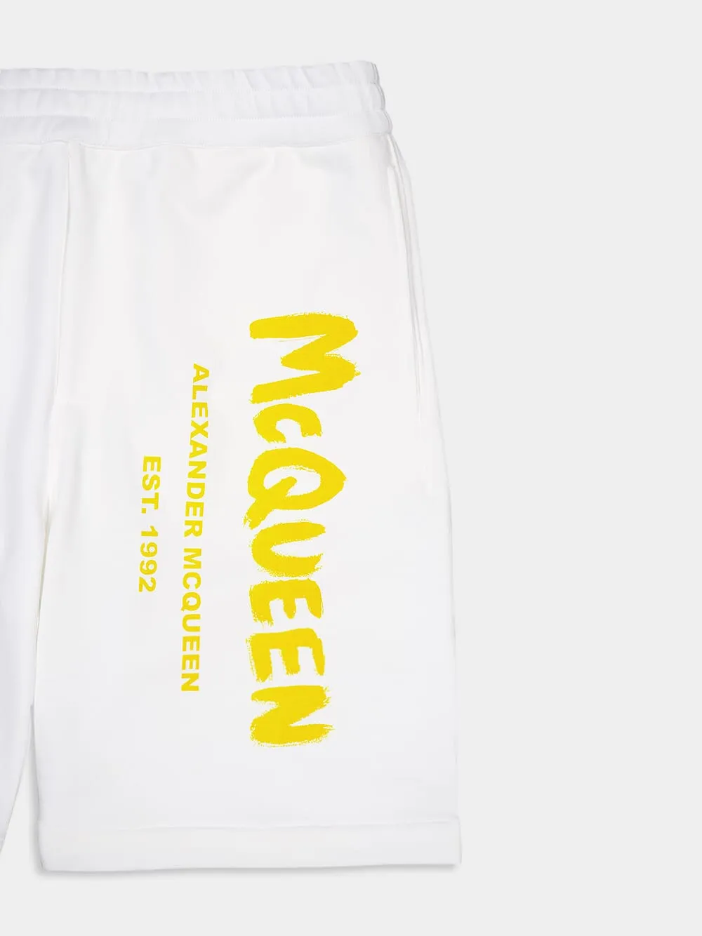 Graffiti Logo Print White Shorts