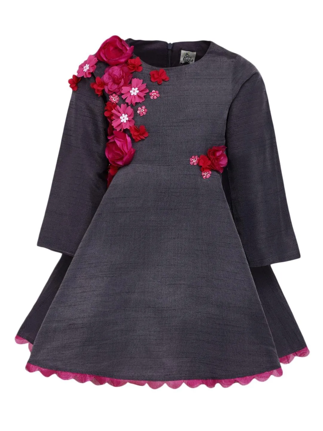 Grey Scallop Hem Dress