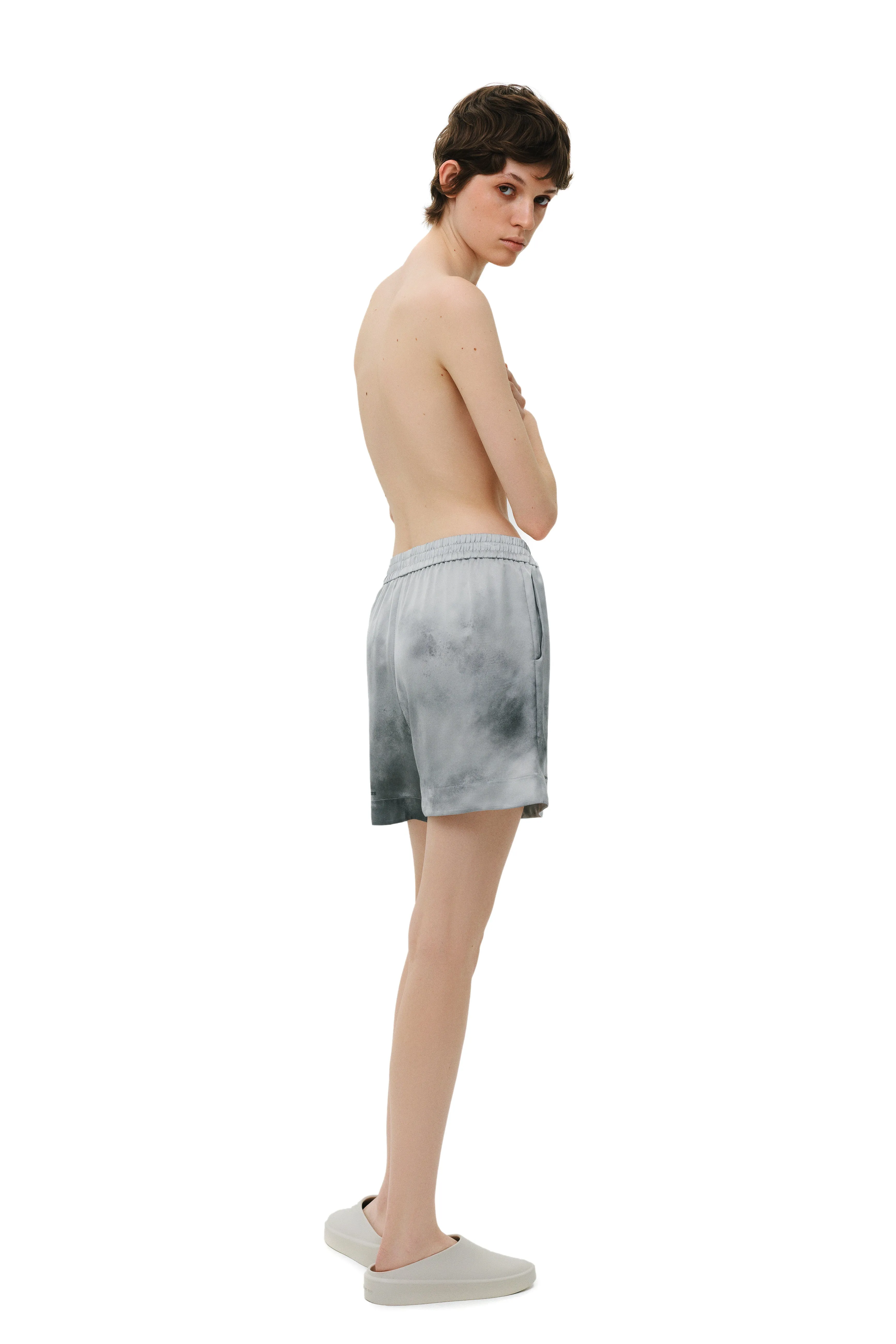 Grey Silk Shorts