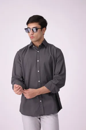 Grey Textured Casual Shirt