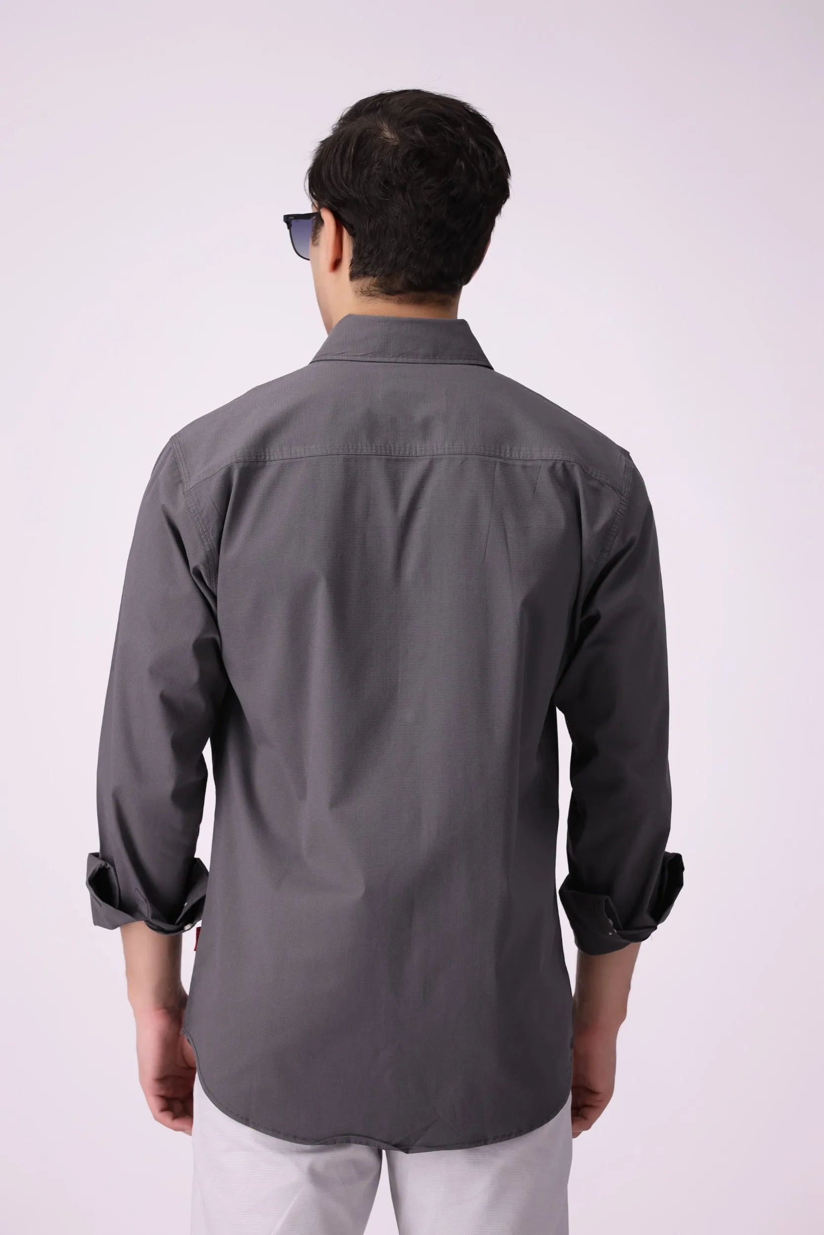 Grey Textured Casual Shirt