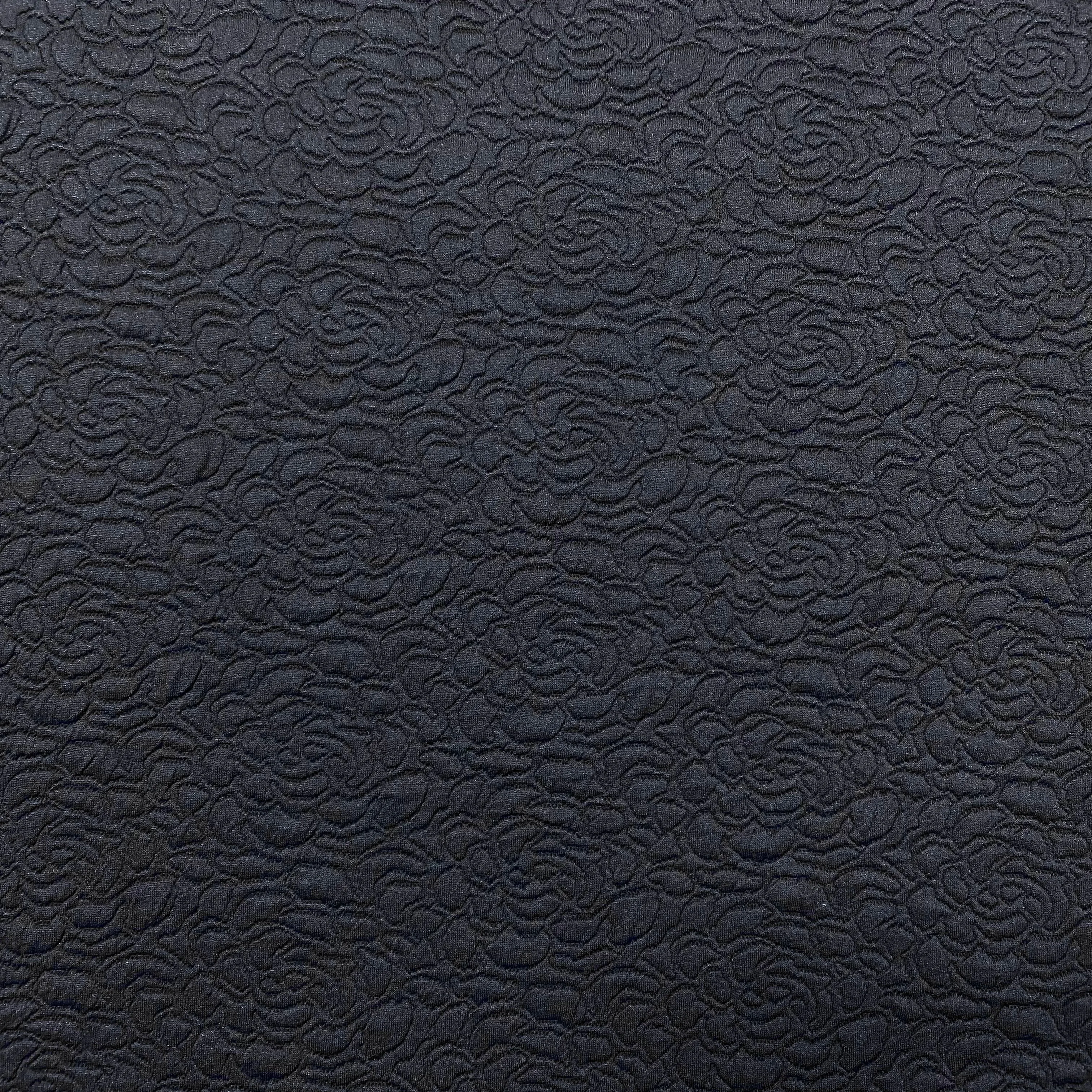 H291 | Embossed Ponte Roma - Navy Flower (1.06mtr end of bolt)