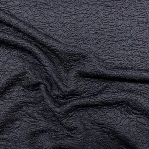 H291 | Embossed Ponte Roma - Navy Flower (1.06mtr end of bolt)