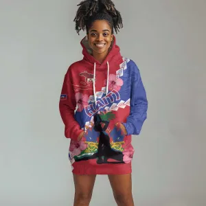 Haiti Neg Maron Hoodie Dress Coat Of Arms - Hisbicus Polynesian LT15
