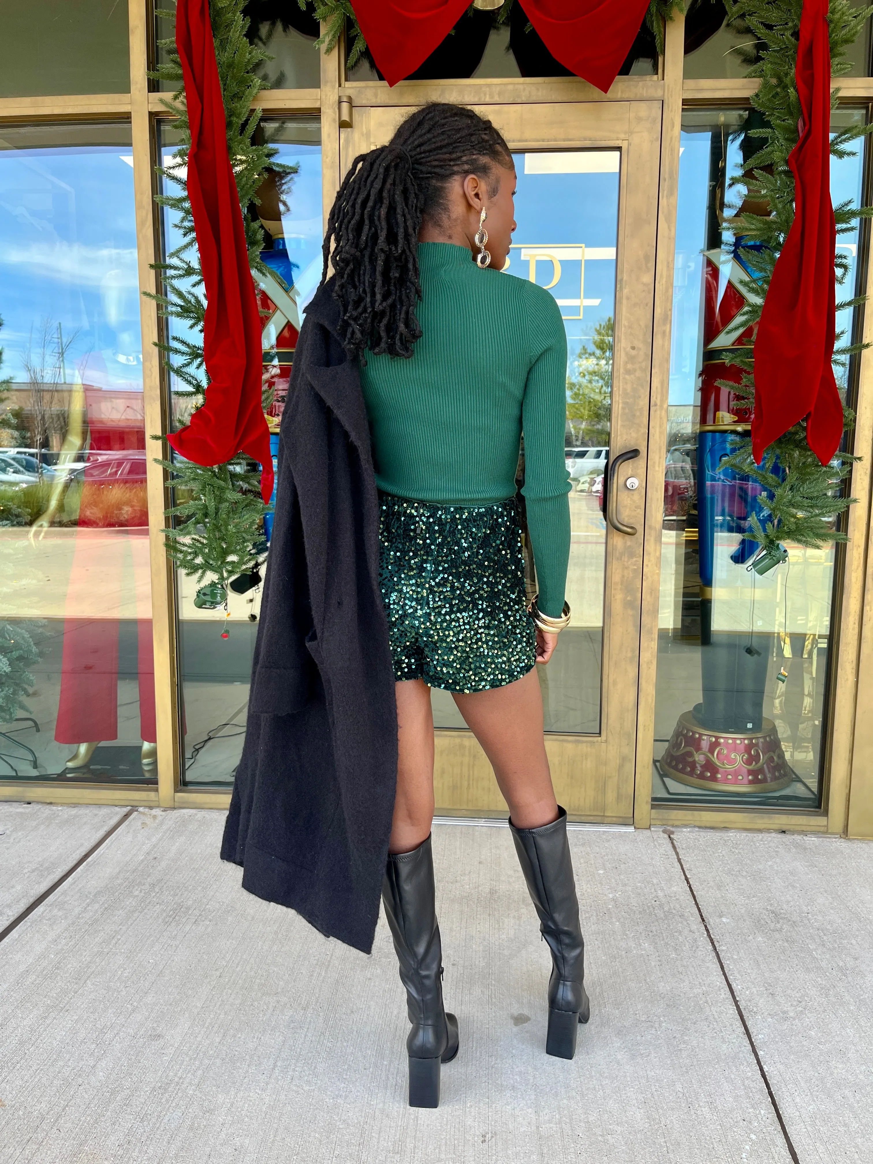 Hartly Hunter Green Sequin Shorts