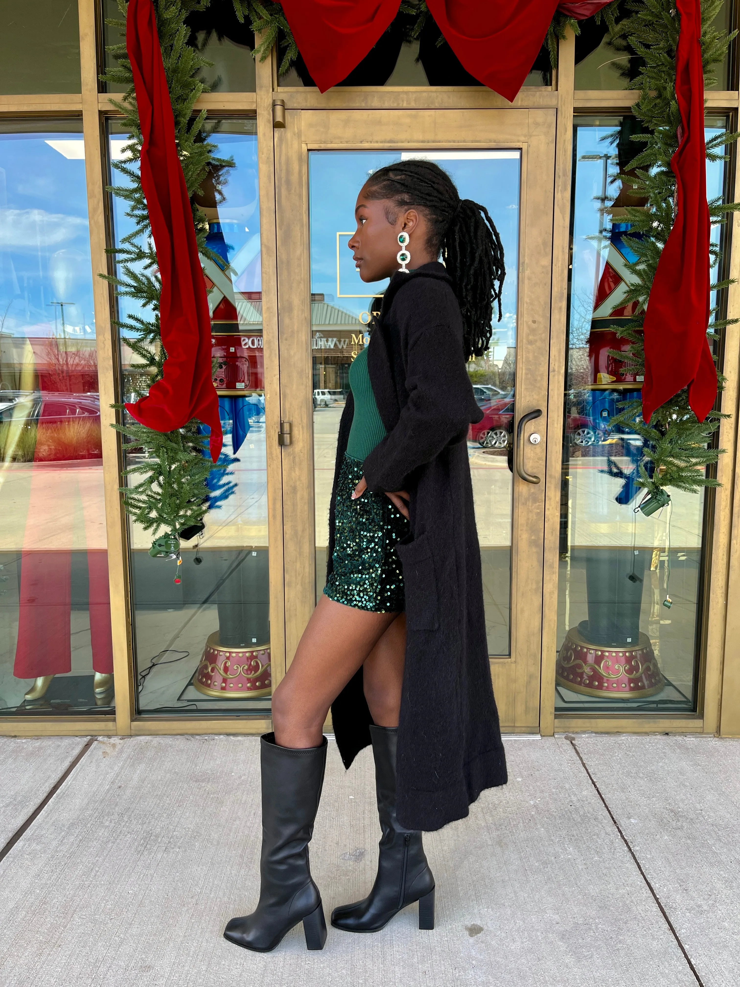 Hartly Hunter Green Sequin Shorts