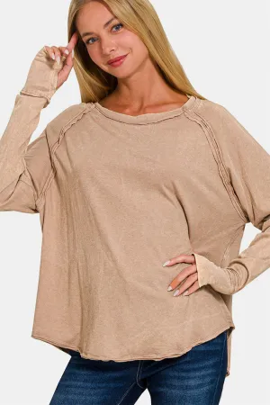 Hazel Blues® |  Zenana Round Neck Thumbhole Long Sleeve T-Shirt
