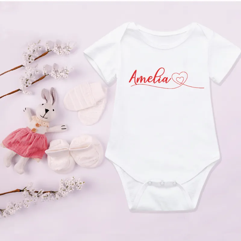 Hearts Personalised Name Kids T-shirt and Baby Vest