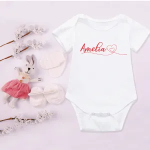 Hearts Personalised Name Kids T-shirt and Baby Vest