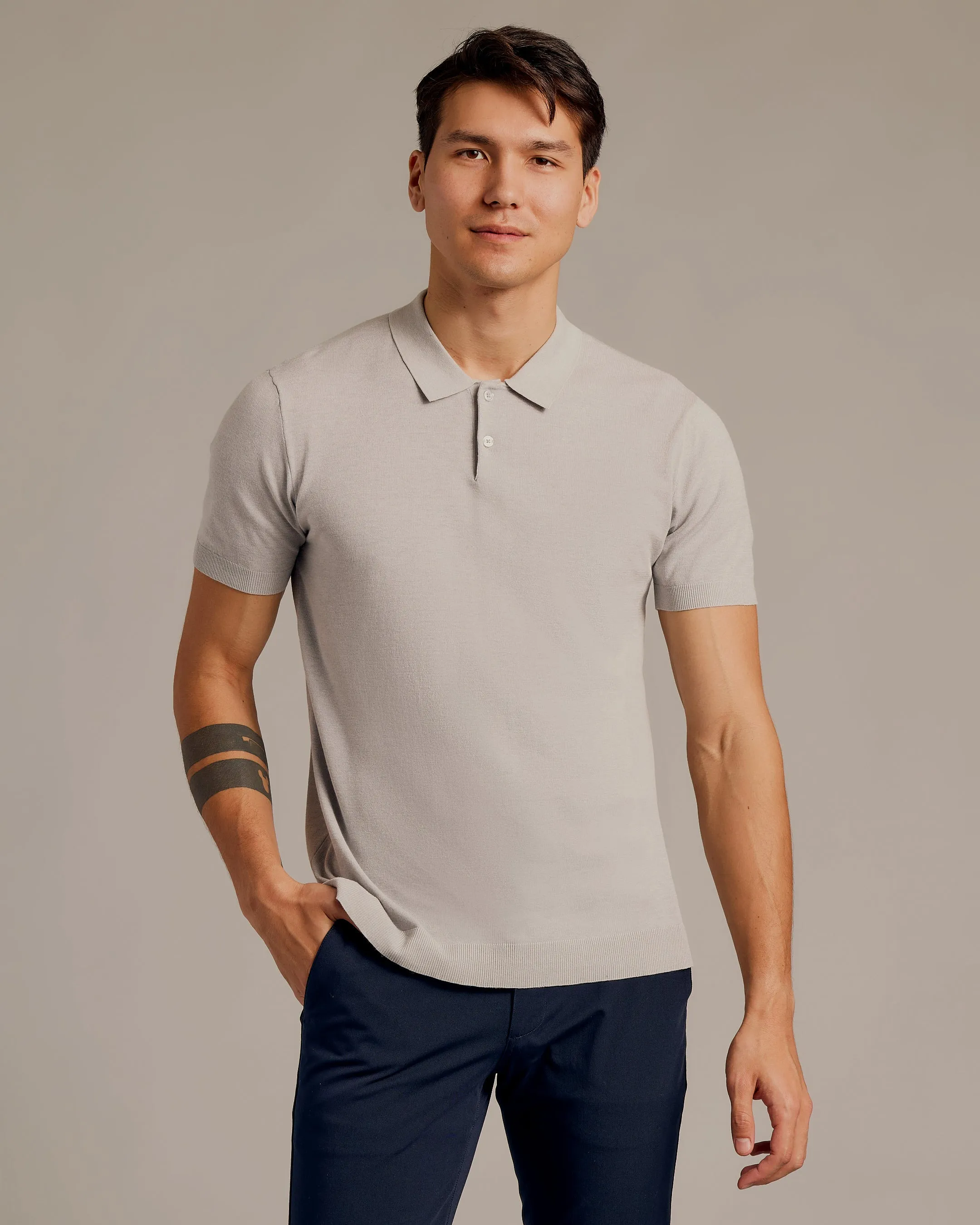 Heather Gray Short Sleeve Sweater Polo 2.0