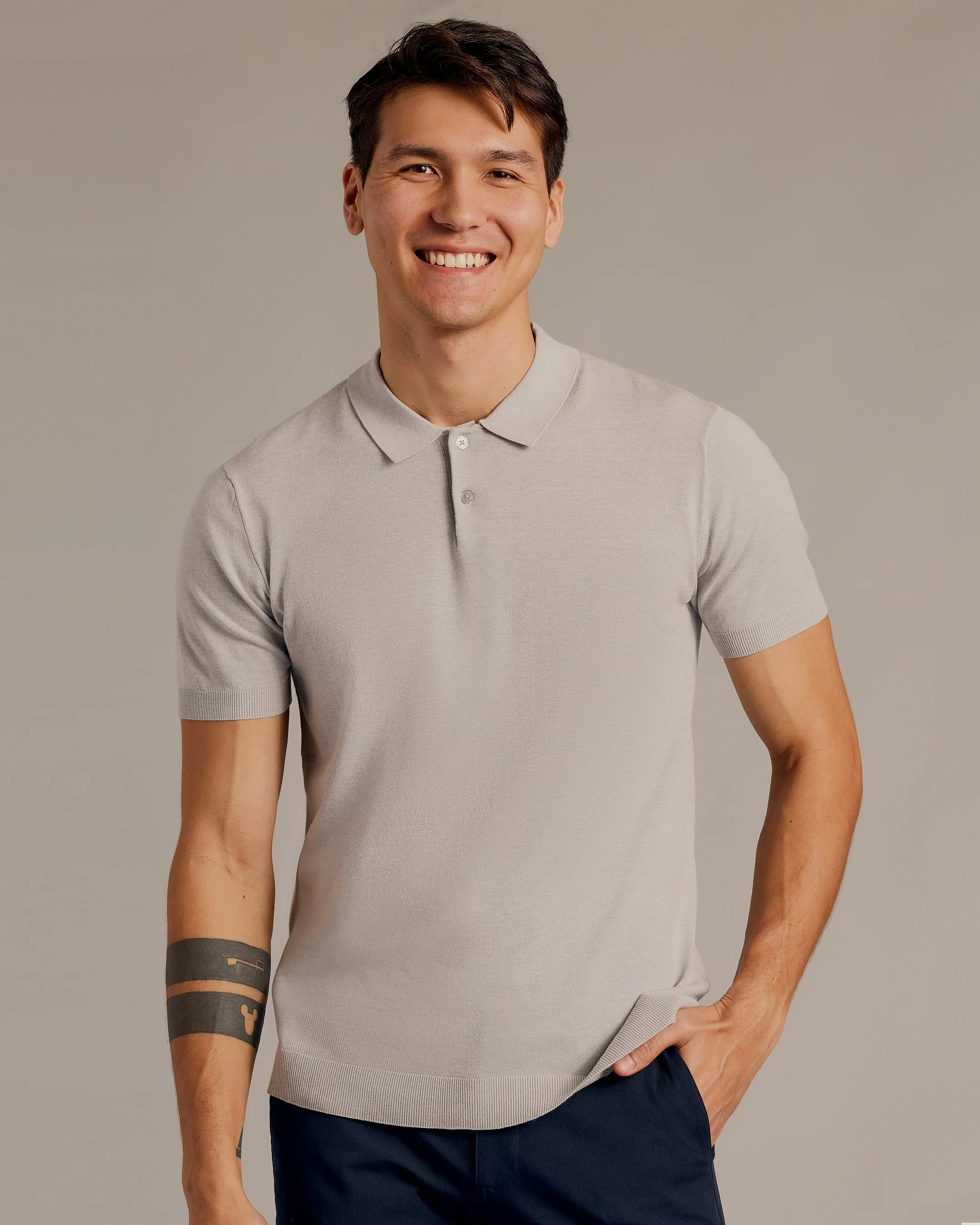 Heather Gray Short Sleeve Sweater Polo 2.0