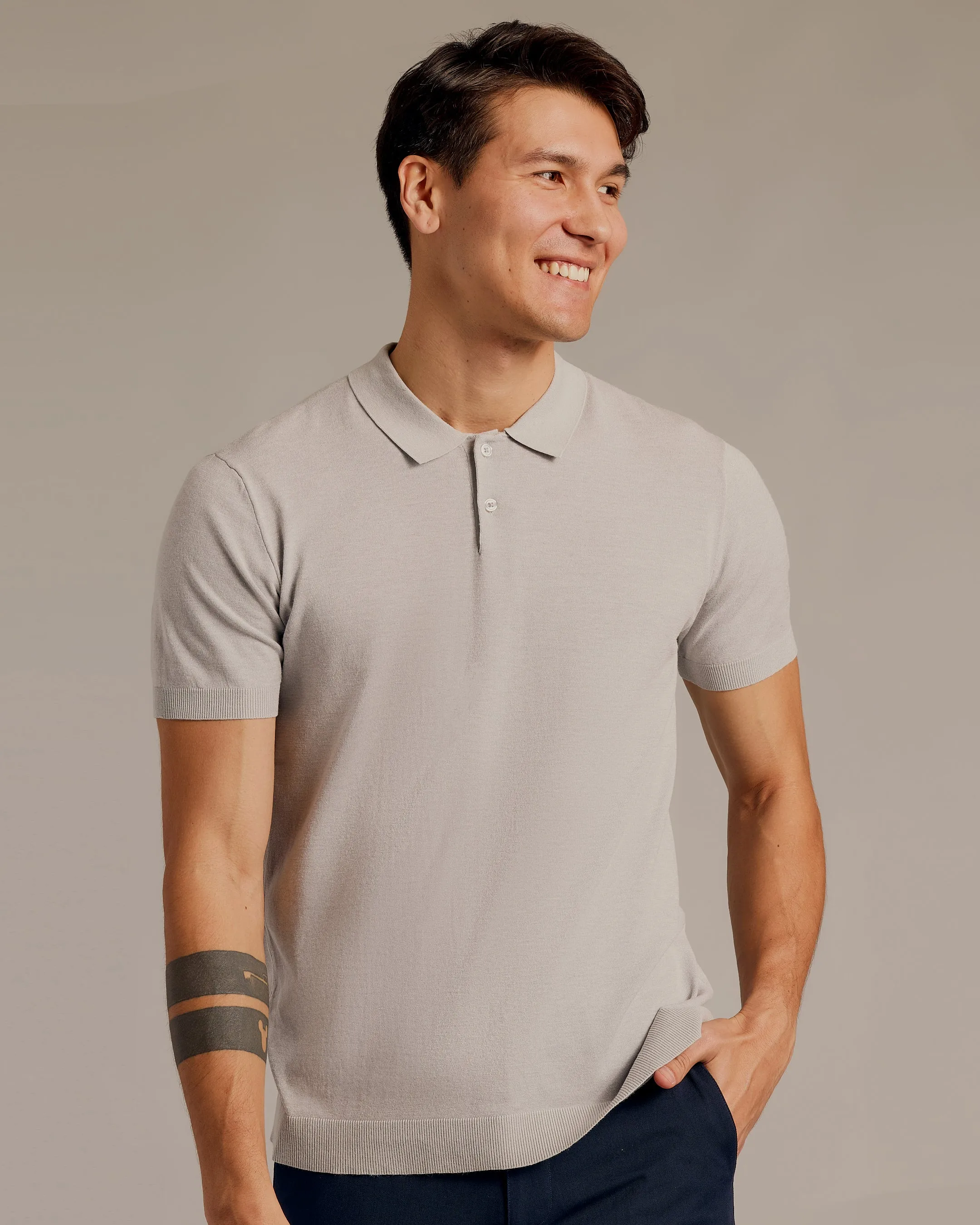 Heather Gray Short Sleeve Sweater Polo 2.0