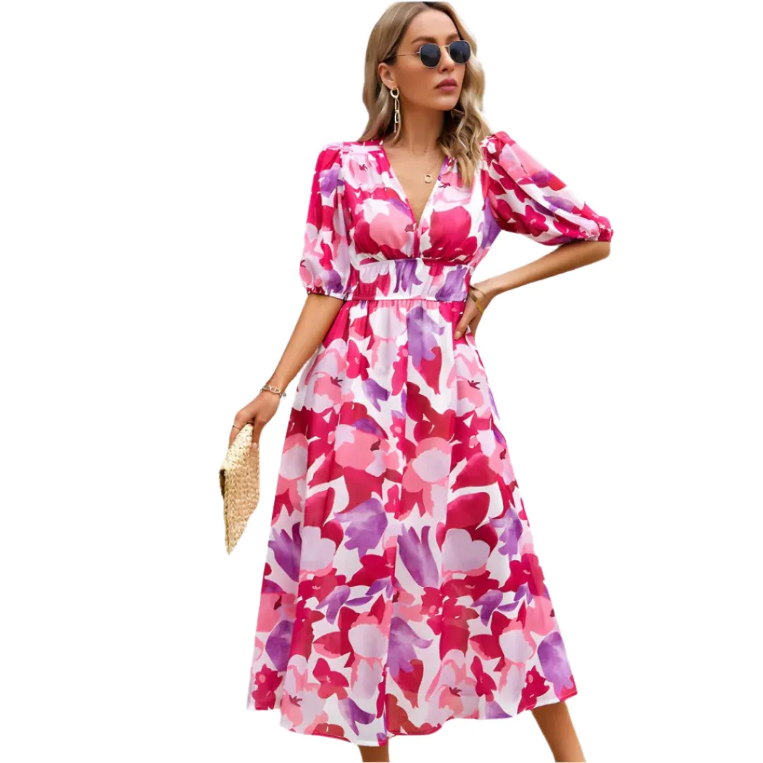 Helen – Elegant V-neck Women's Dress