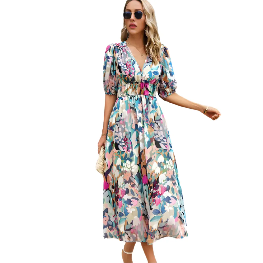 Helen – Elegant V-neck Women's Dress