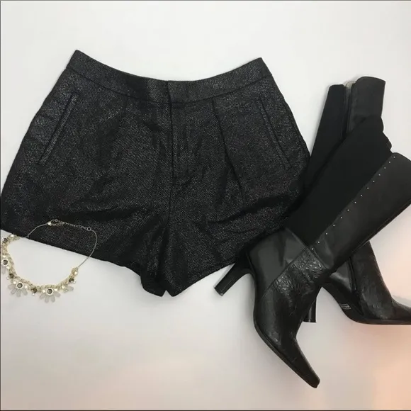Helmut Lang Shorts Shy Black Metallic Shorts .