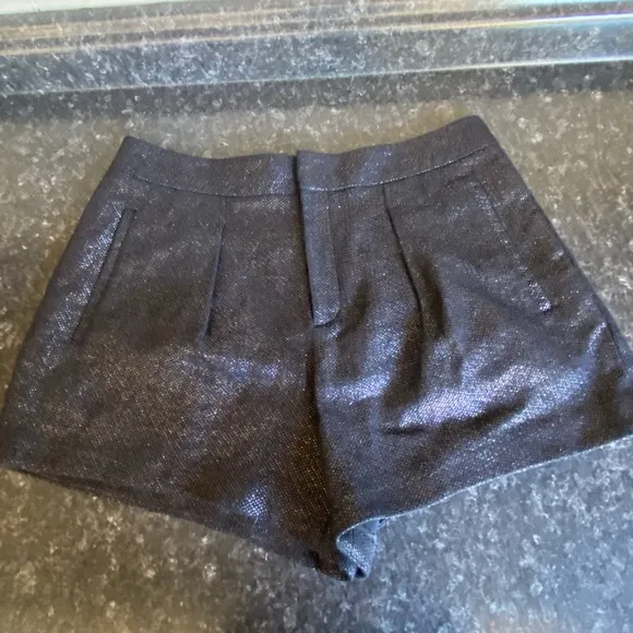 Helmut Lang Shorts Shy Black Metallic Shorts .