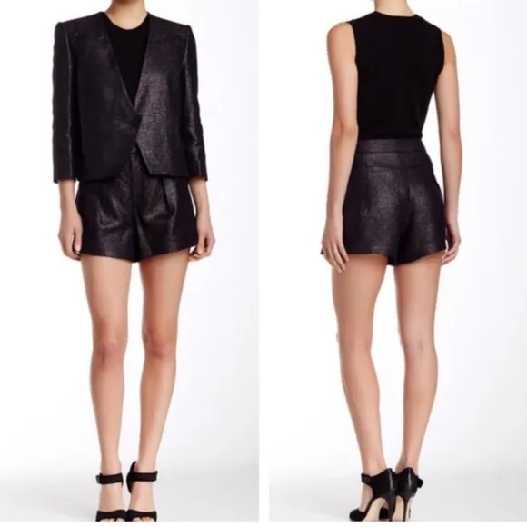 Helmut Lang Shorts Shy Black Metallic Shorts .