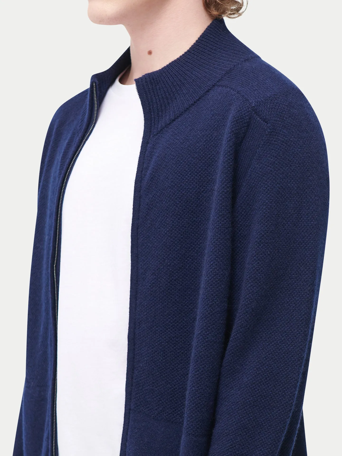 High Neck Full-Zip Cashmere Cardigan