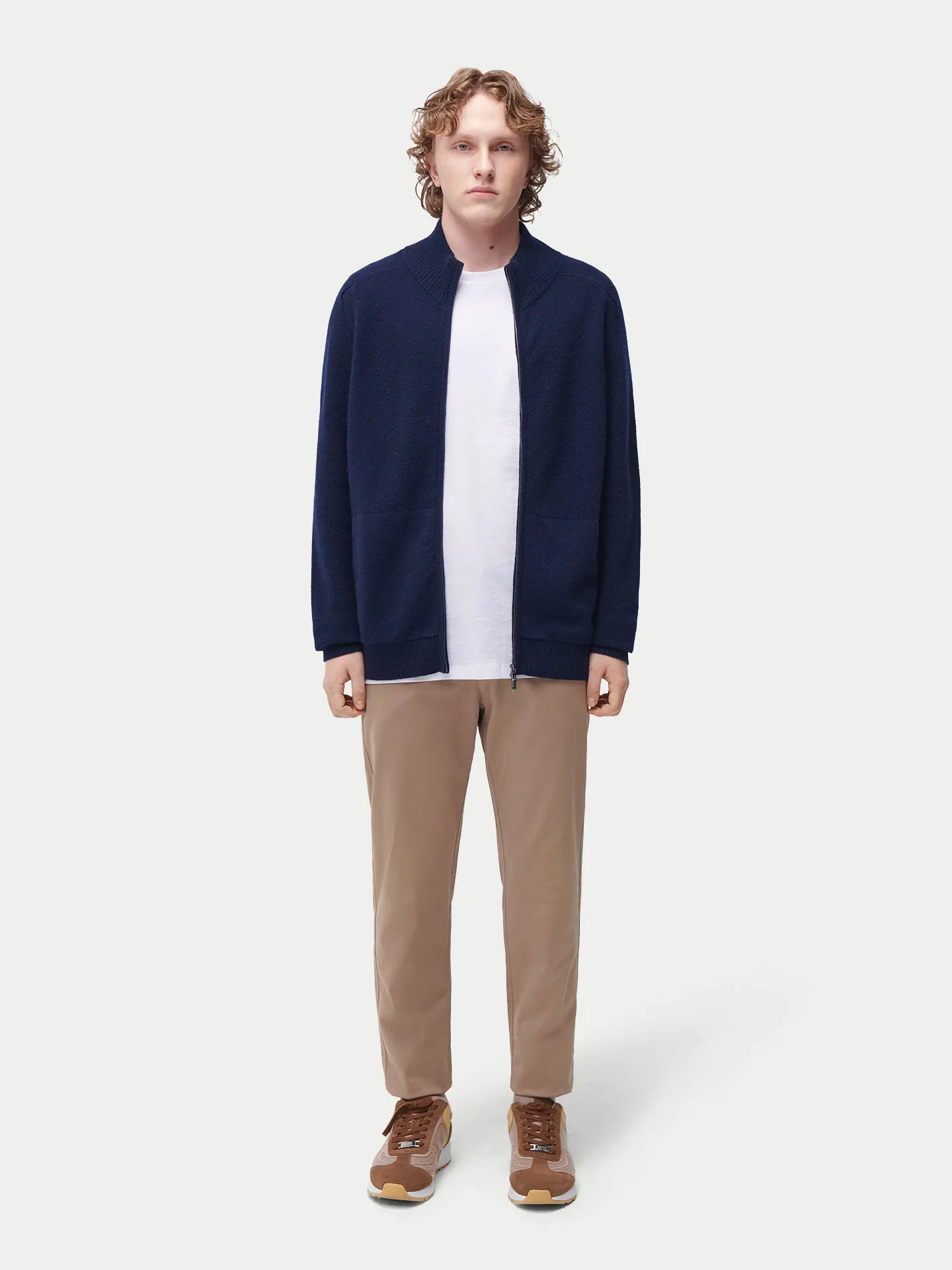 High Neck Full-Zip Cashmere Cardigan