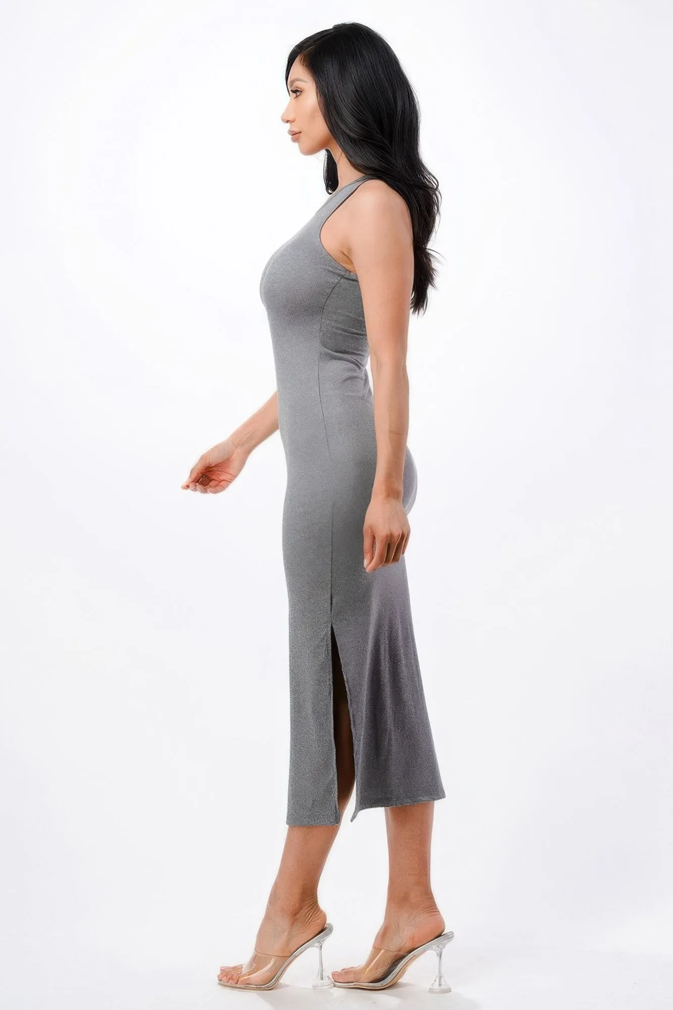 High Neck Side Slit Max Dress