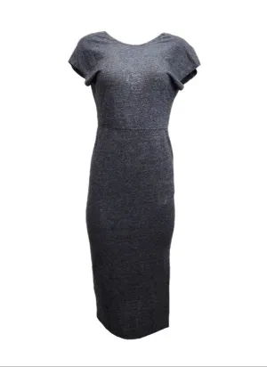 HoodLamb Women's Black Knit V-Back Maxi Hemp Dress 420 NWT