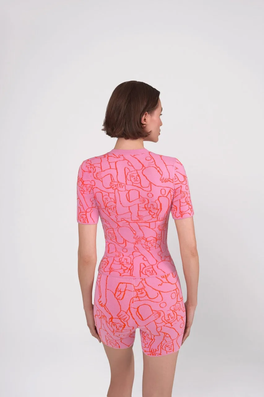 Human Mess Knitted Shorts (Pink/Orange) (Try-on)