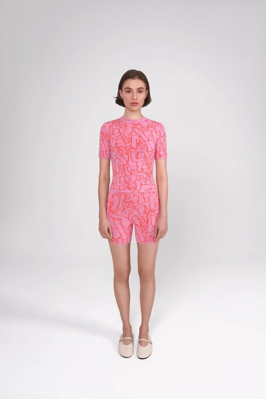 Human Mess Knitted Shorts (Pink/Orange) (Try-on)