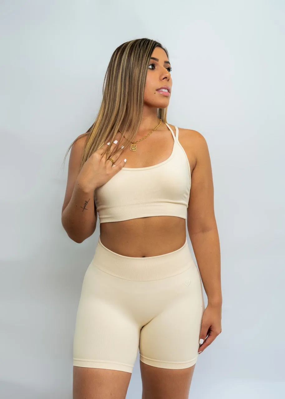 HUMBLE FLEX Beige Motion Biker Shorts