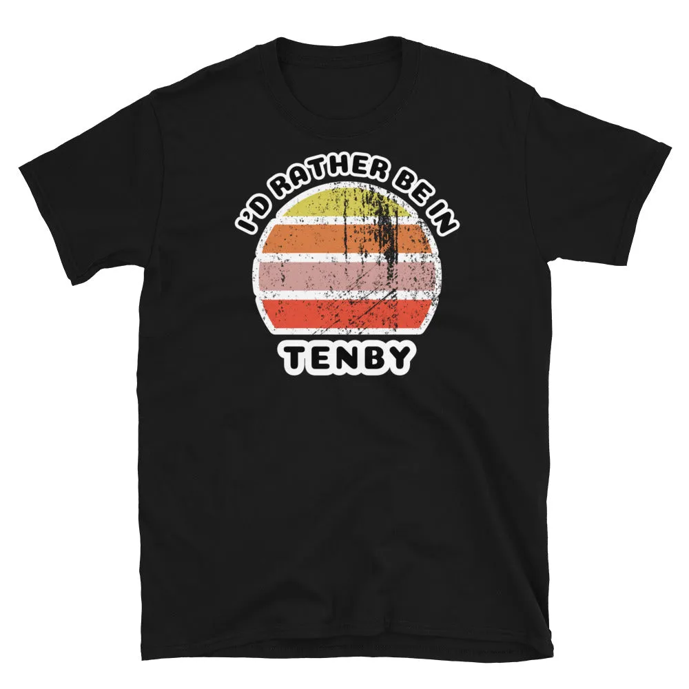 I'd Rather Be In Tenby T-Shirt | Vintage Sunset