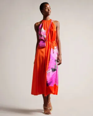 Immia Halterneck Swing Dress - Bright Orange