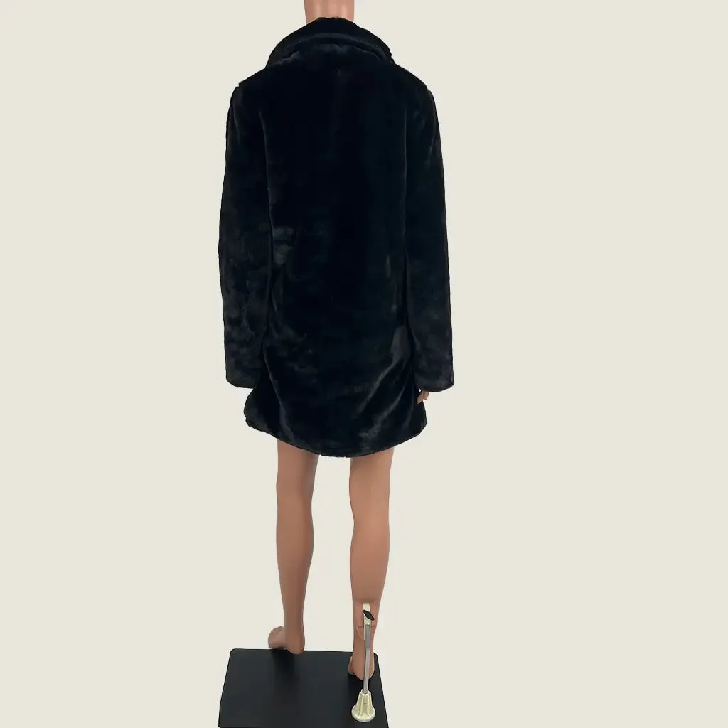 Indikah Black Faux Fur Women's Jacket S/M