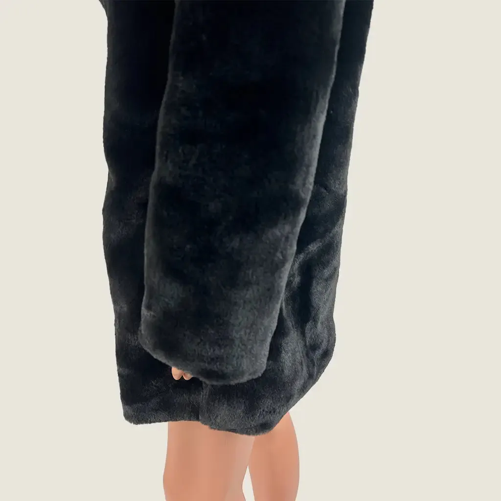 Indikah Black Faux Fur Women's Jacket S/M