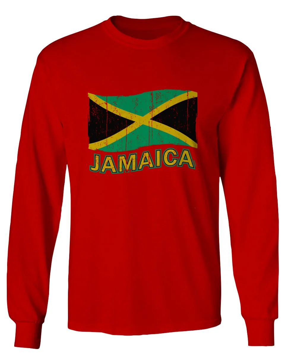 Jamaica Tee Jamaican National Country Flag Tee Carribean mens Long sleeve t shirt