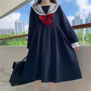 Japanese navy collar dress YC23988