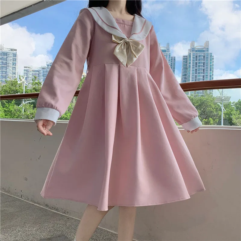 Japanese navy collar dress YC23988