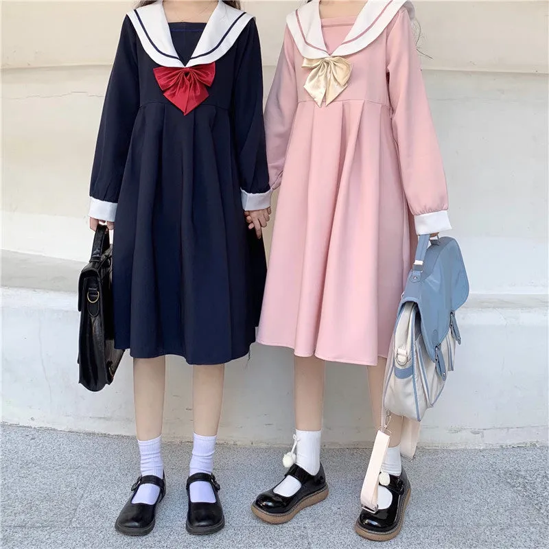 Japanese navy collar dress YC23988