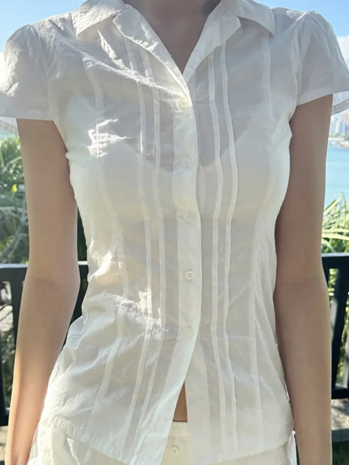 JazzHer Solid Collared Button-Up Shirts