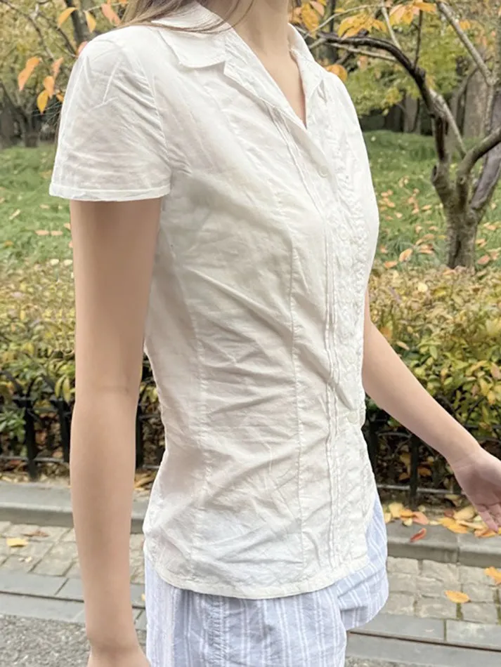 JazzHer Solid Collared Button-Up Shirts