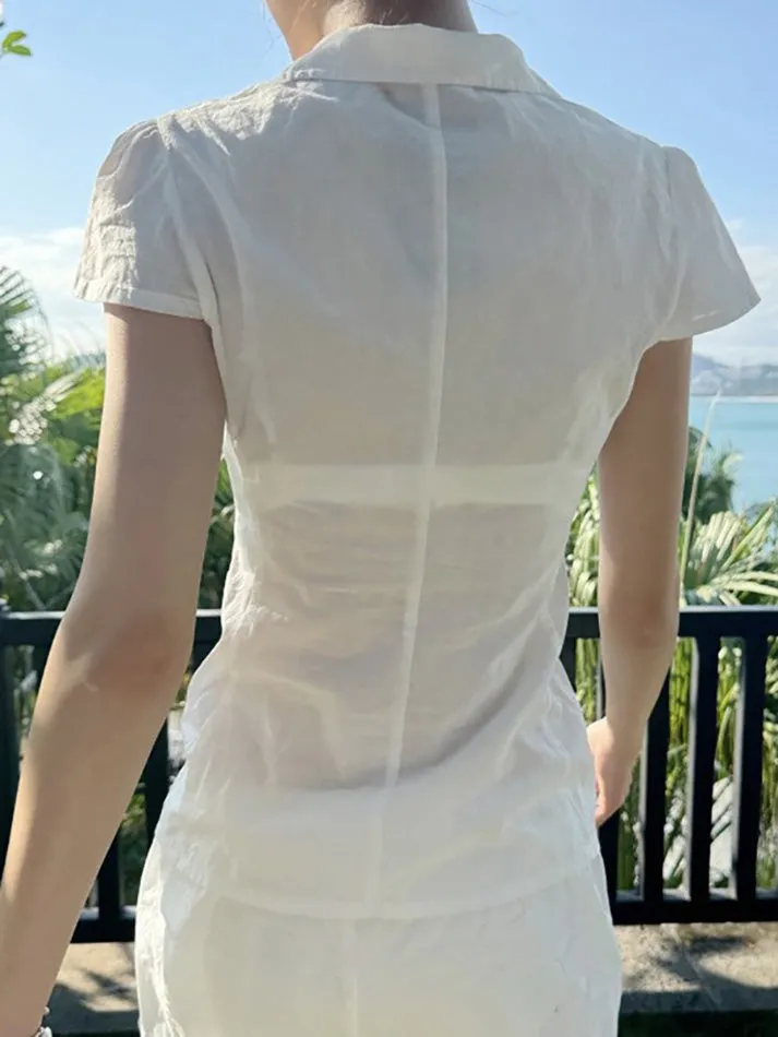 JazzHer Solid Collared Button-Up Shirts