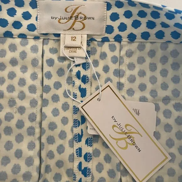 JB by Julie Brown‎  Bright Blue Polka Dot Shorts, Ikat Dot, 202, Size 12, NWT