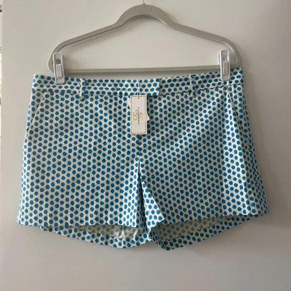JB by Julie Brown‎  Bright Blue Polka Dot Shorts, Ikat Dot, 202, Size 12, NWT