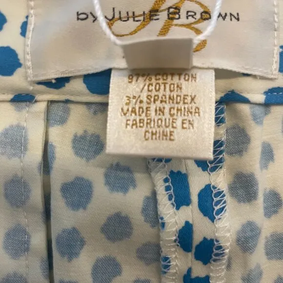 JB by Julie Brown‎  Bright Blue Polka Dot Shorts, Ikat Dot, 202, Size 12, NWT