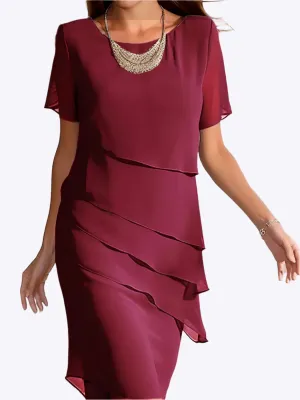 Jessamyn - High Quality Flowing Pleated Woman's Chiffon Dress