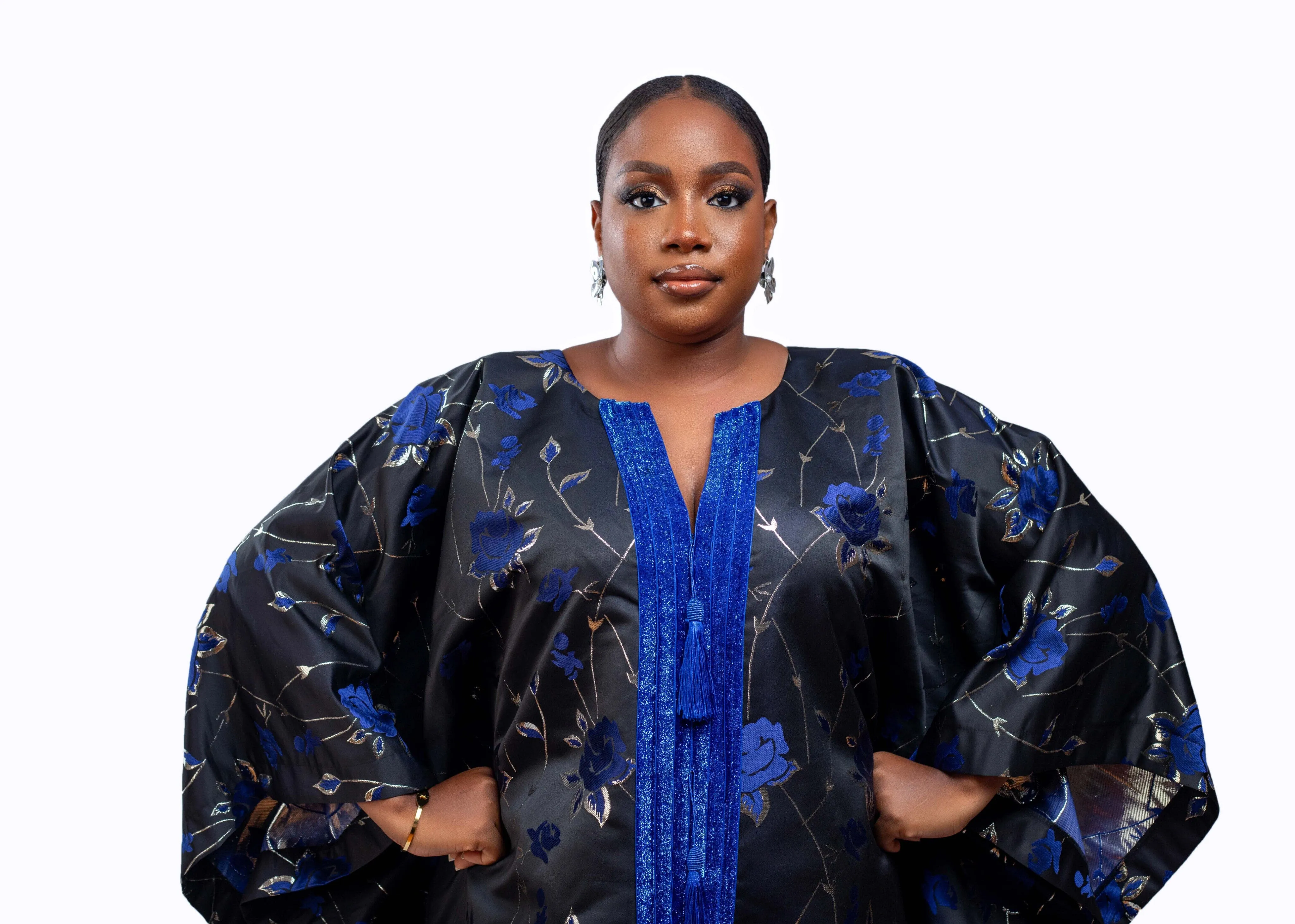 Joromi Damask Boubou kaftan dress with tassels