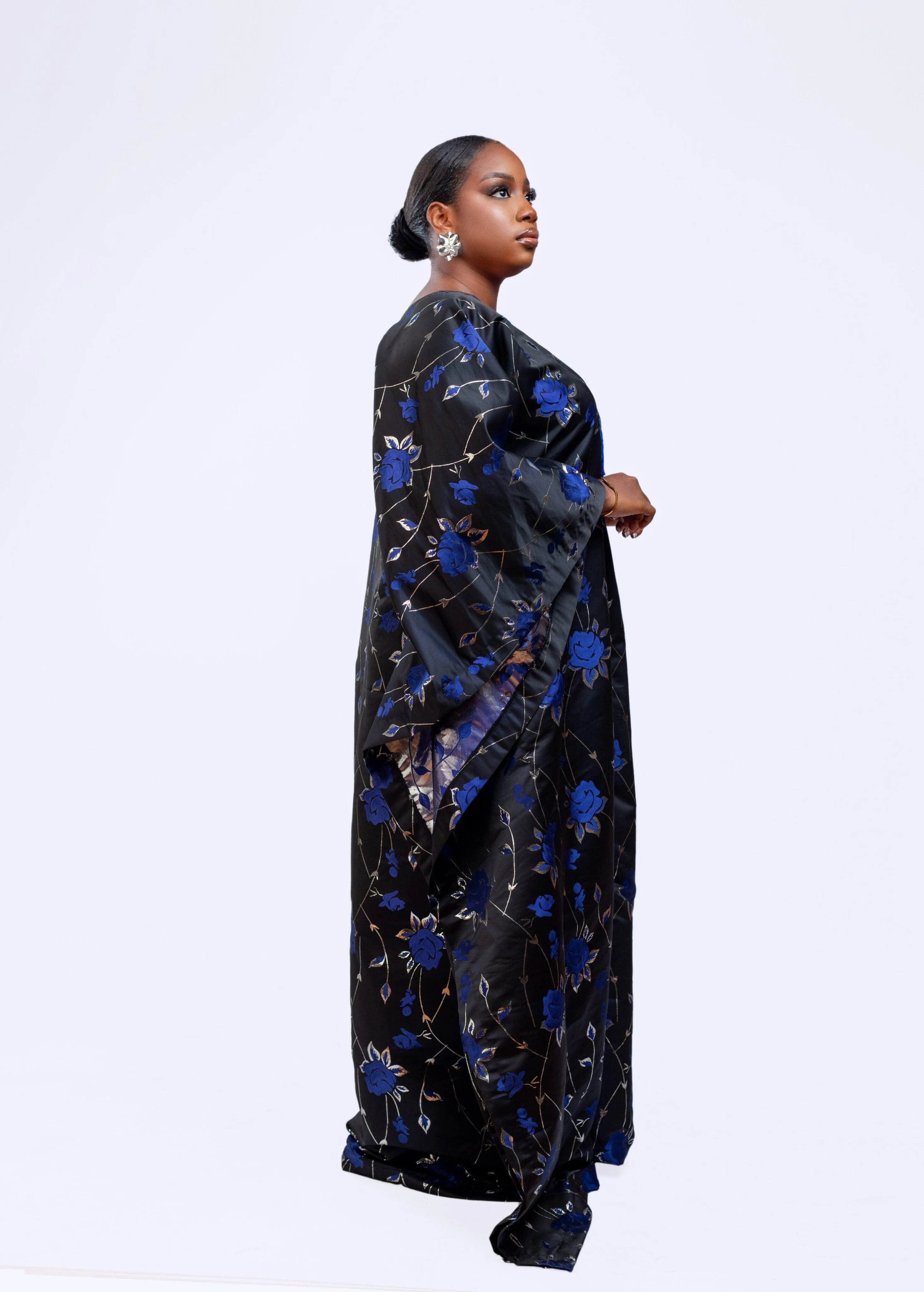 Joromi Damask Boubou kaftan dress with tassels