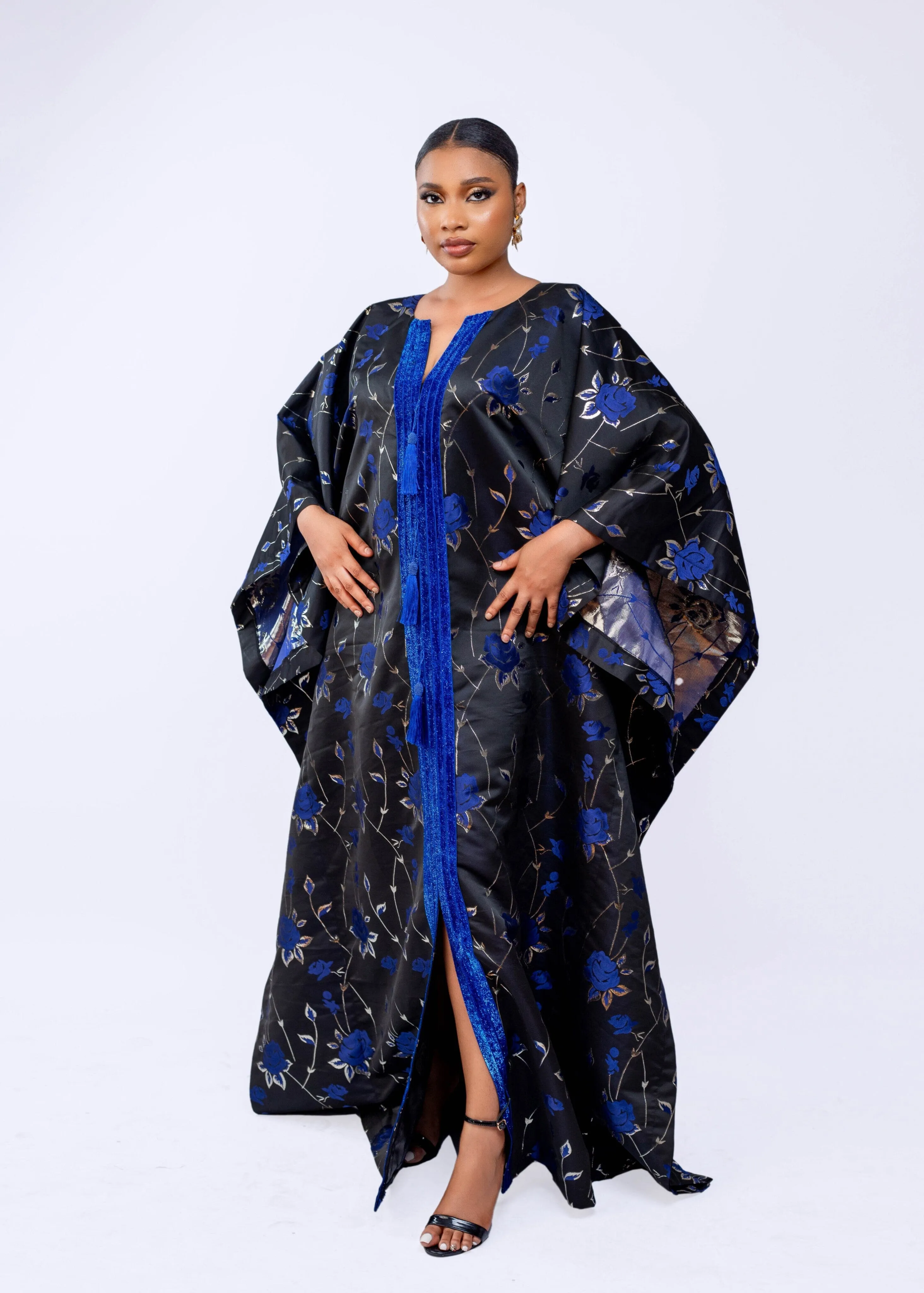 Joromi Damask Boubou kaftan dress with tassels