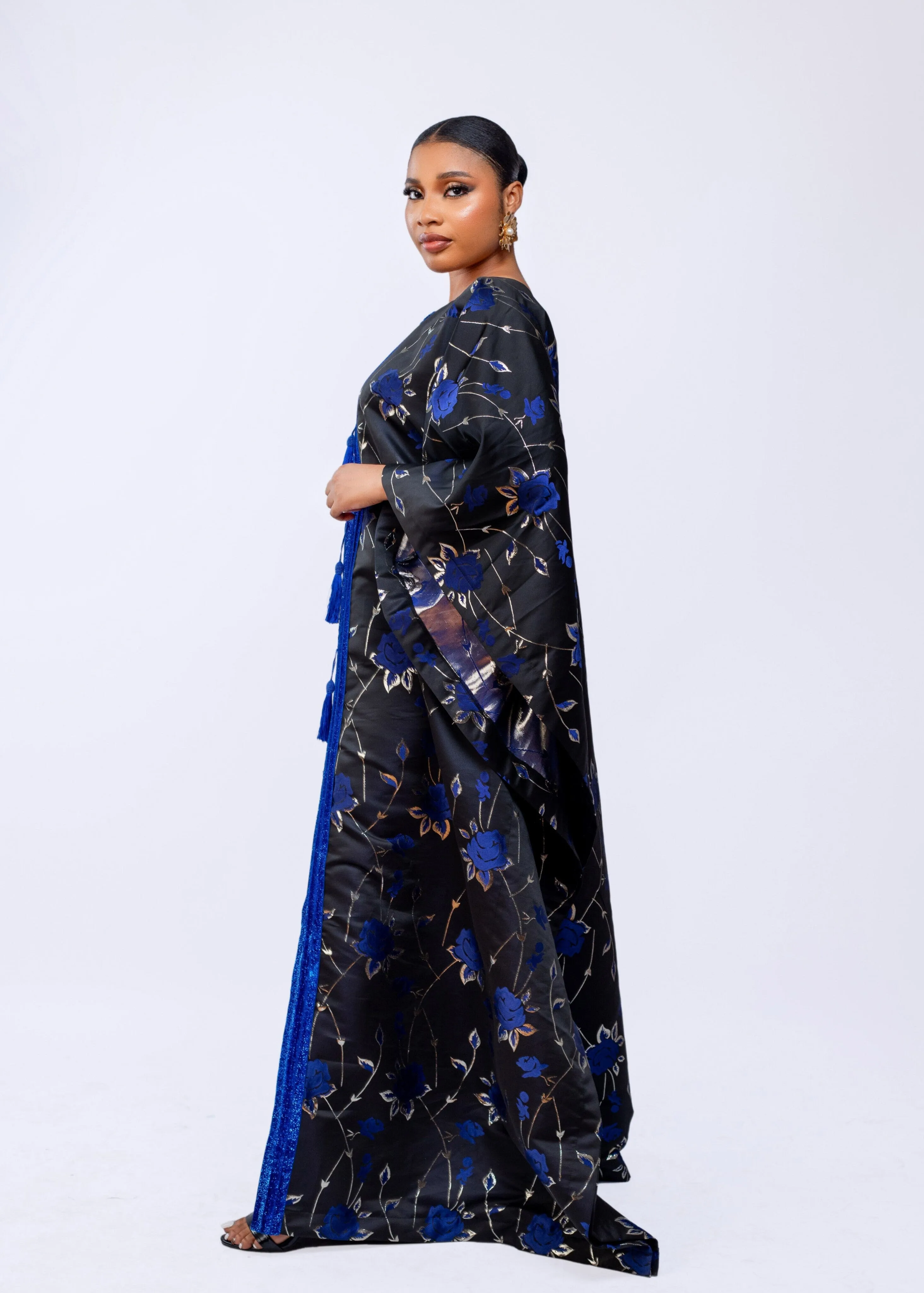 Joromi Damask Boubou kaftan dress with tassels