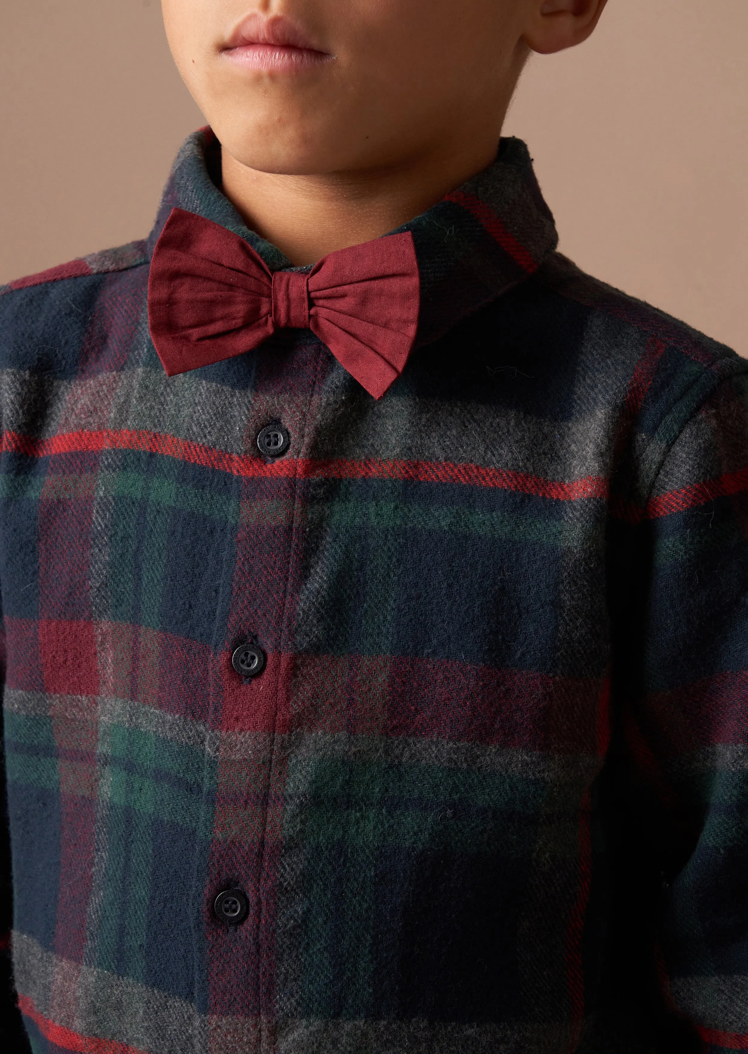 Joseph Red Brushed Check Shirt With Bow Tie