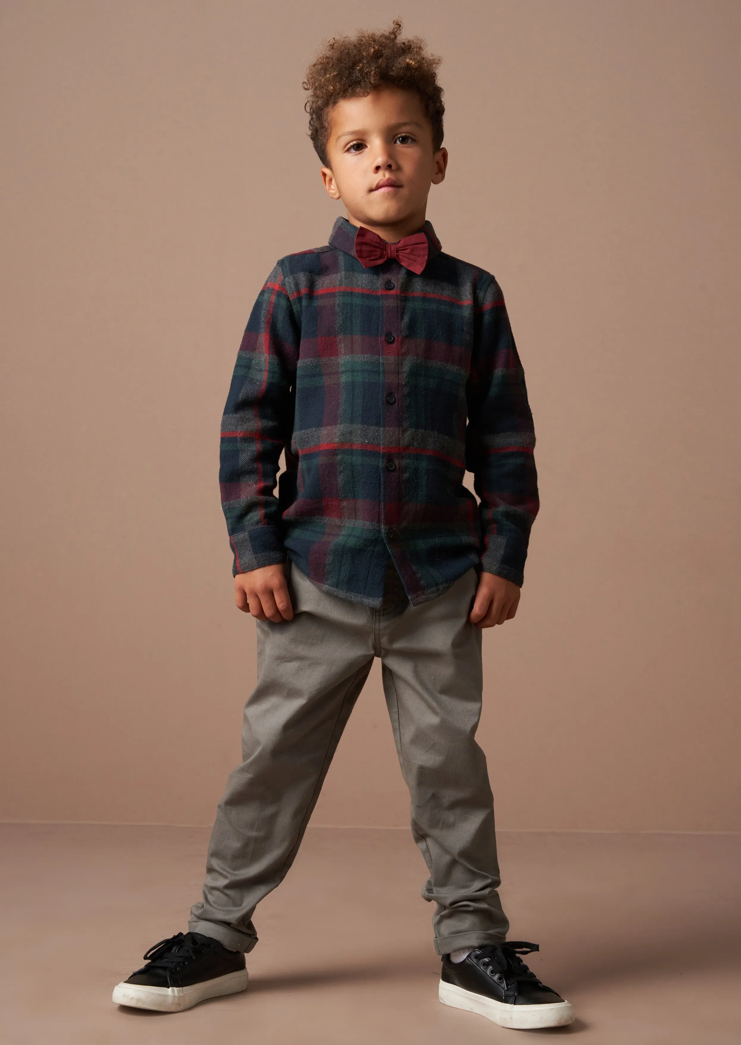 Joseph Red Brushed Check Shirt With Bow Tie